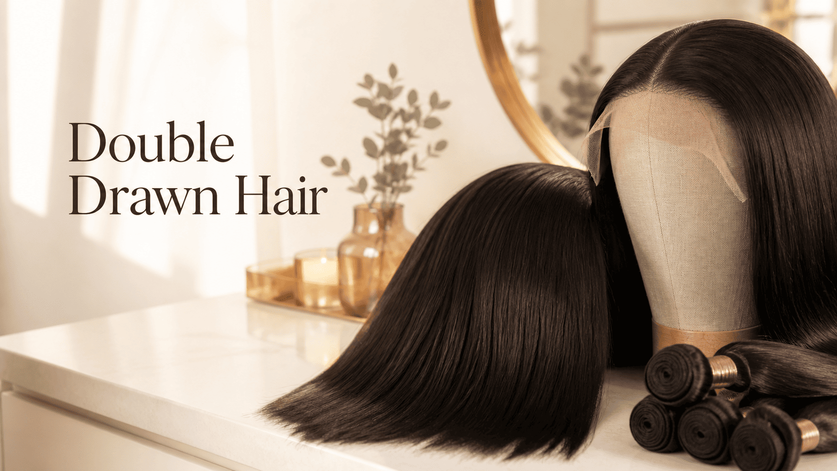  Double drawn hair cover image with full human hair wig and bundles
