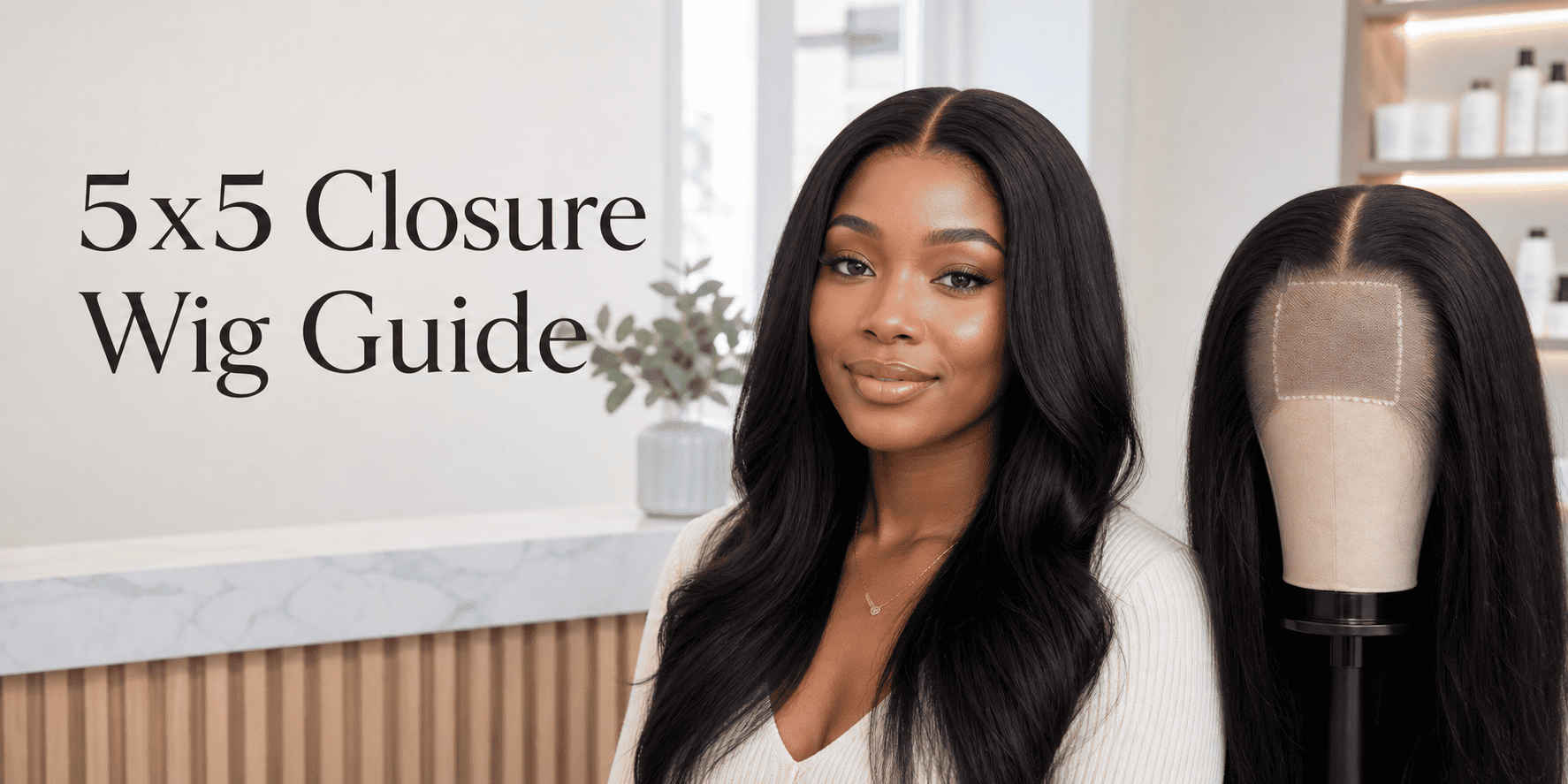  5x5 Closure Wig cover image with natural middle part human hair closure wig