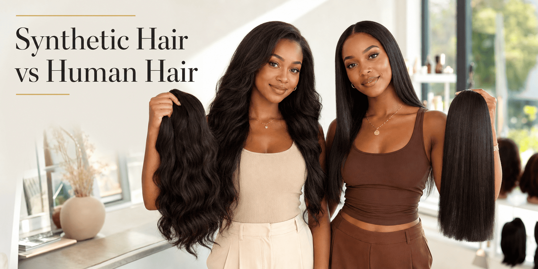 Synthetic hair vs human hair comparison cover