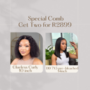 Glueless Double Drawn Straight BoB with Water Curly Wigs