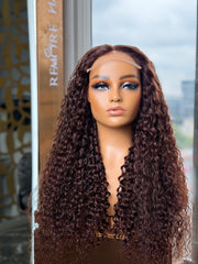 Double Drawn Brown Glueless Water Curly 24 Inch