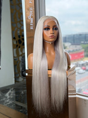 Grey Straight Full Frontal 30 Inch Wig