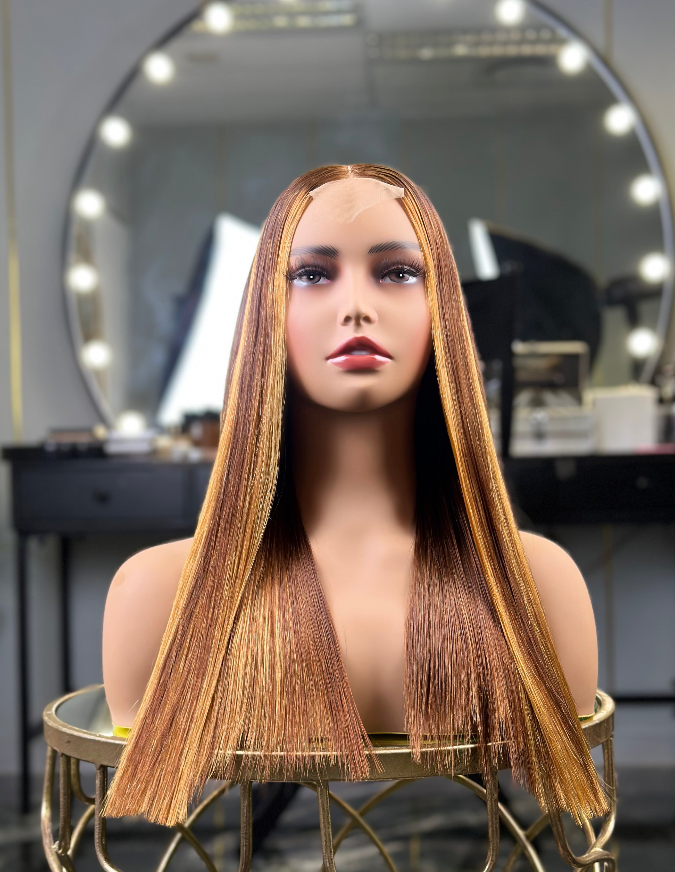 Glueless Vietnam Highlight Colour 18 Inch Straight Wig