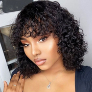 Fringe Curly Wig 100 % Human Hair