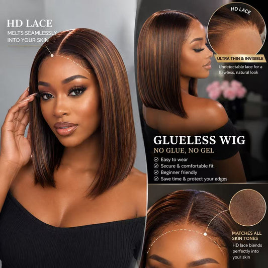 HD Silk Highlight Glueless Bob Wig 10 Inch