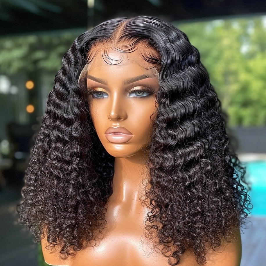 Double Drawn Wear And Go Water Weave With 5 X5 Lace Wigs Remorehair