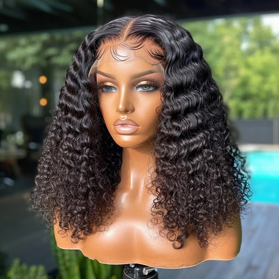 Double Drawn Wear And Go Curly With 5 X5 Lace Wigs