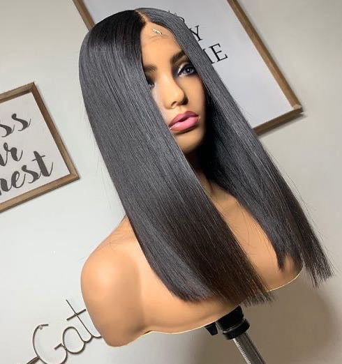 Vietnam Natural Brown Bone Straight Glue-less 16 18 20 Inch Wigs