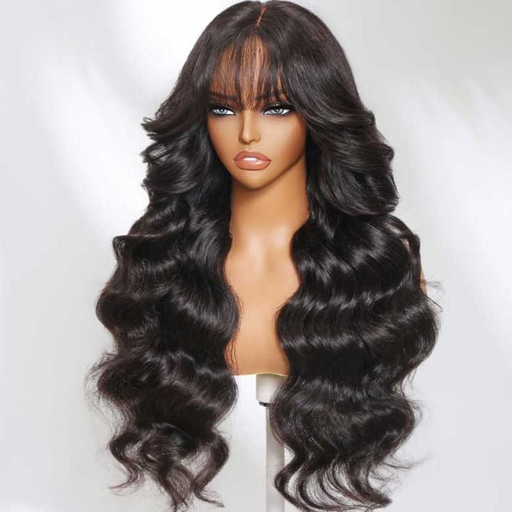 Glueless Loose Weave With Bangs 24 Inch Wig