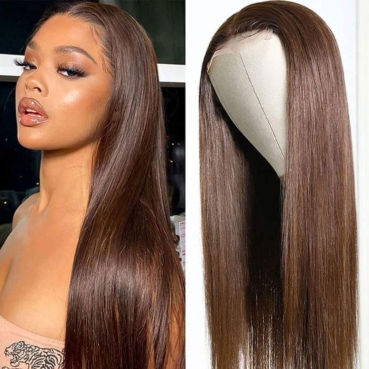 Double Drawn Chocolate Brown Colored Lace Frontal Wigs Remorehair