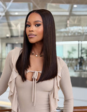 Vietnam Natural Brown Bone Straight Glue-less 16 18 20 Inch Wigs