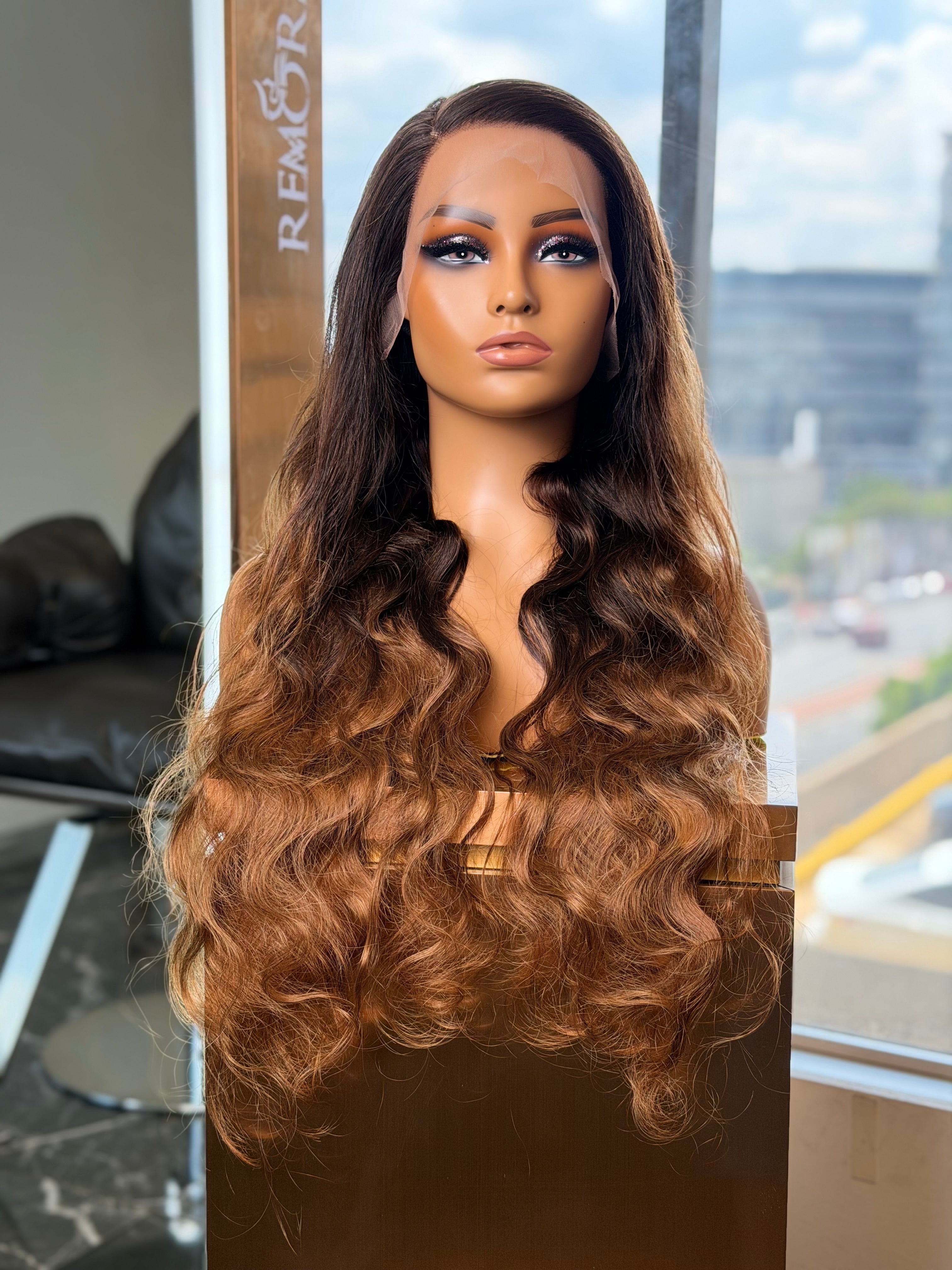 Luxury Ombre Hoeny Brown Body Weave 28 Inch Wig