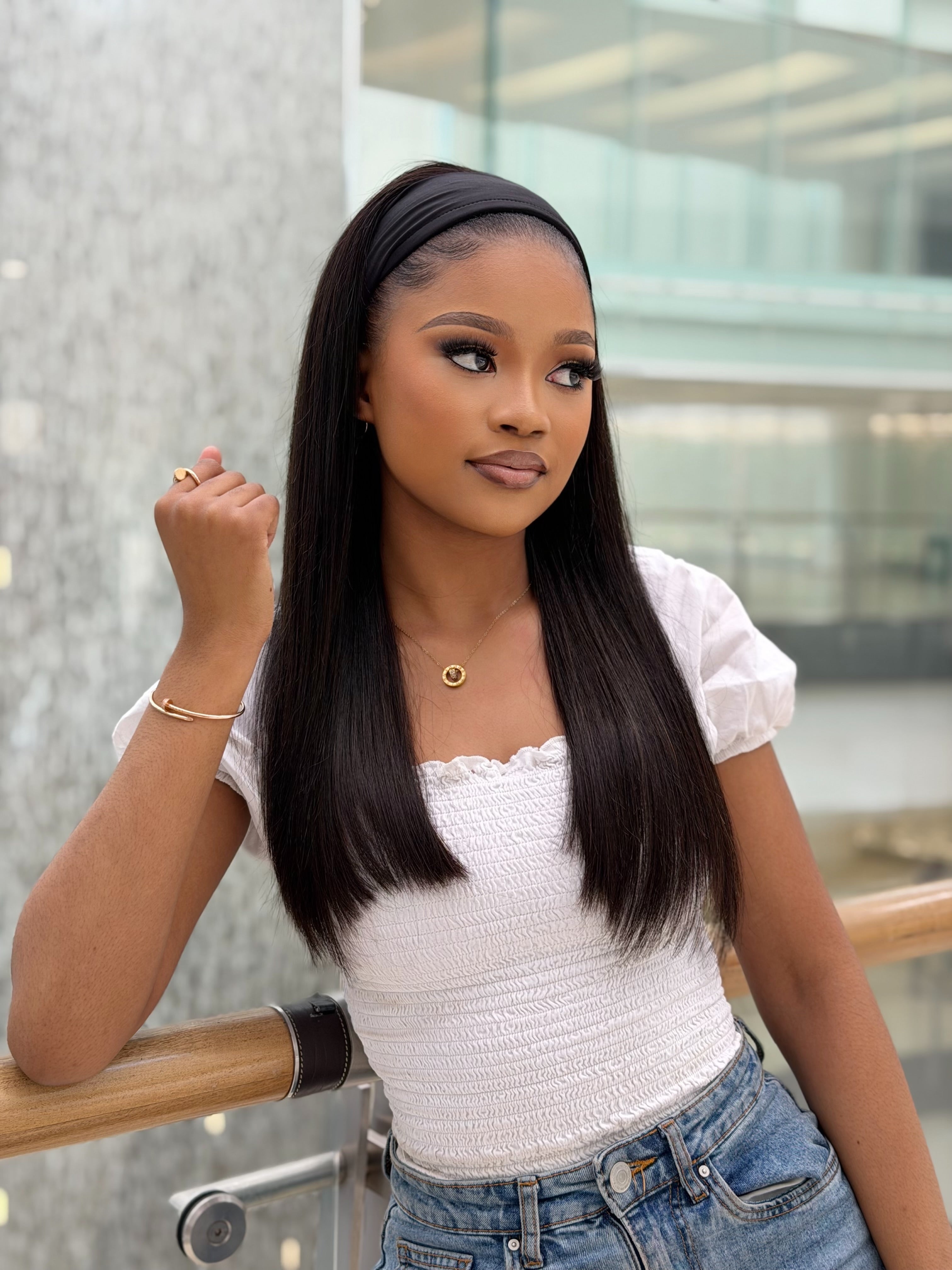 Raw Silk Headband Straight 20 Inch Wig