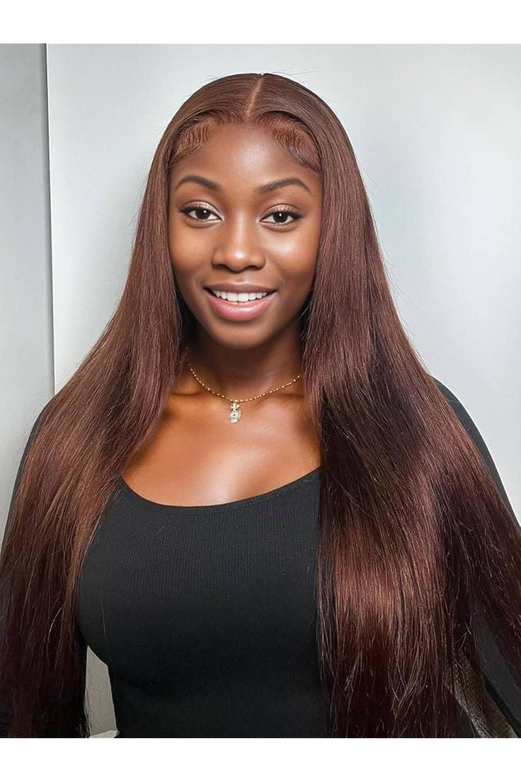 Cherry Brown Full Frontal Straight Wigs