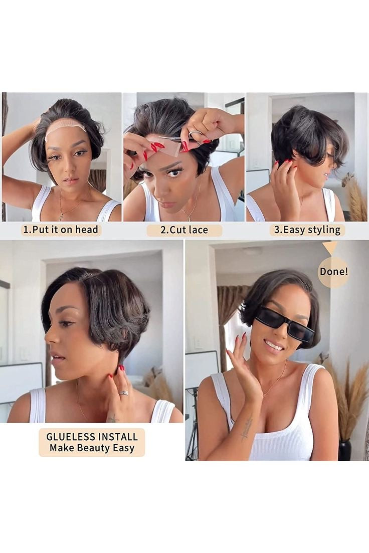 Stylish Glue-less Pixie Wig - Premium Quality Human Hair Remorehair