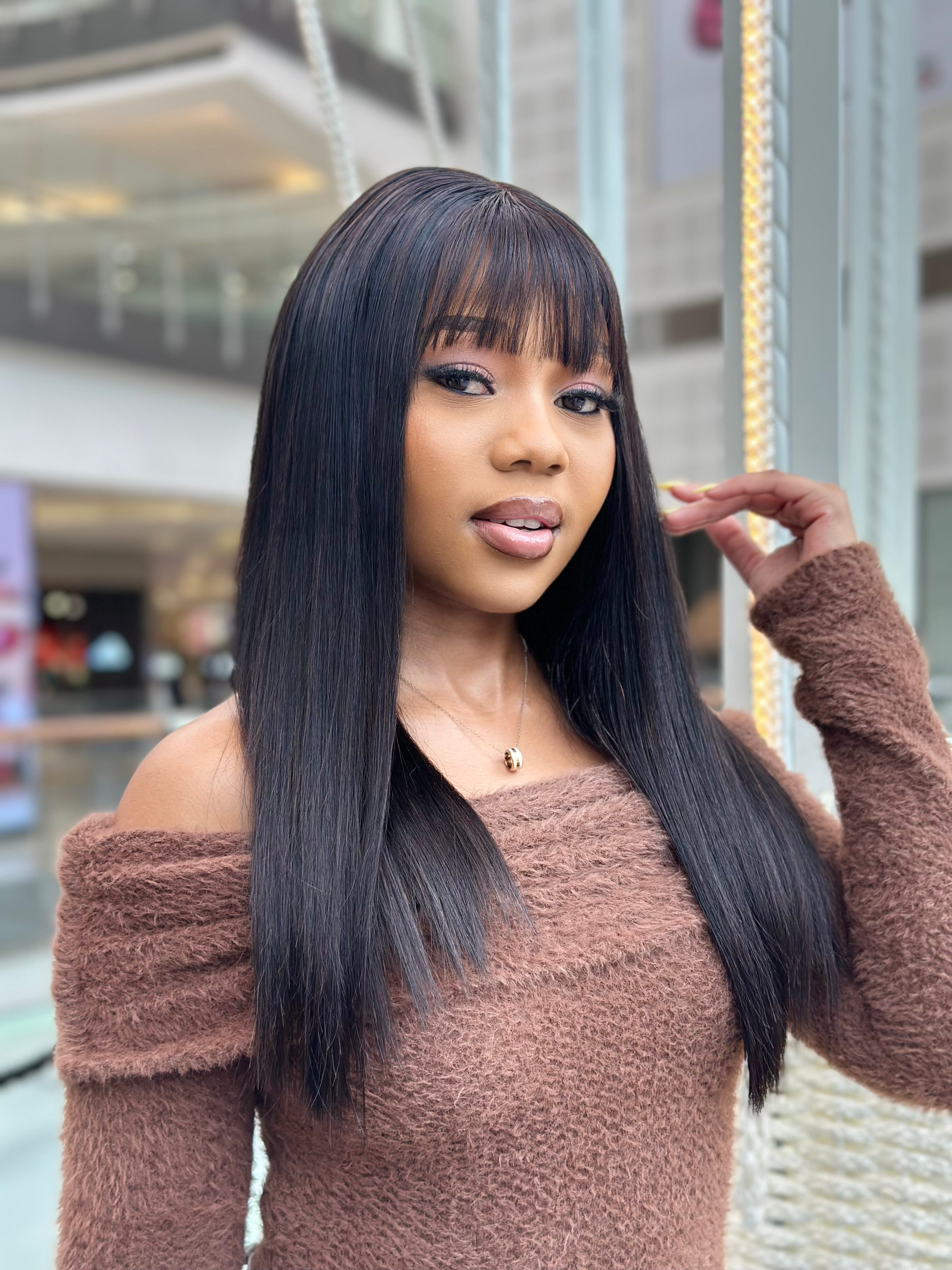 Glueless 18 Inch Bang Wig With 4 X 4 Lace