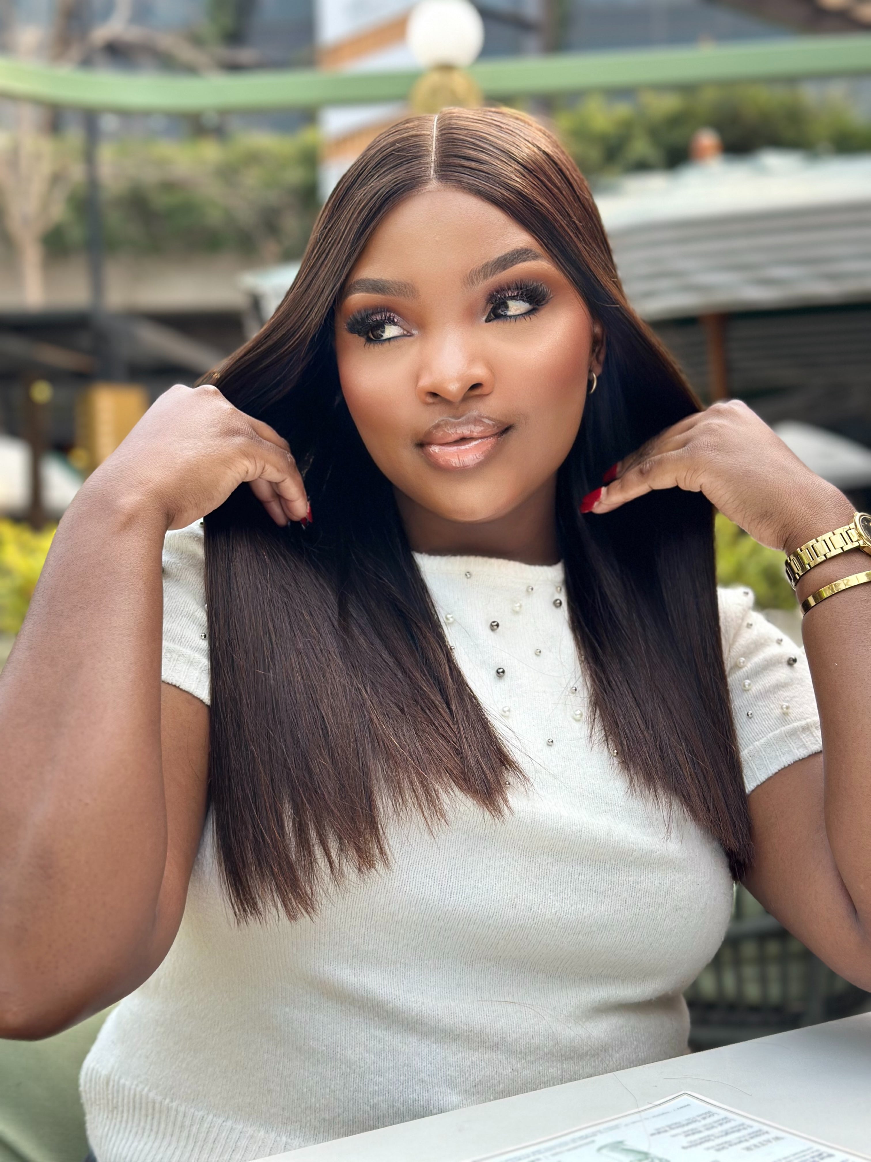 Vietnam Natural Brown Bone Straight Glue-less 16 18 20 Inch Wigs