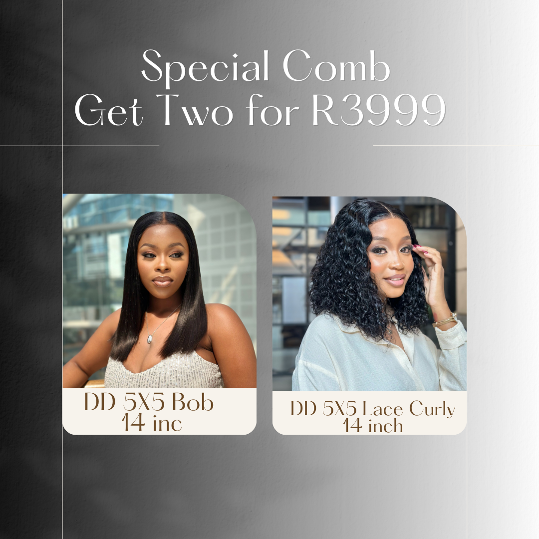 Glueless Double Drawn Two Bob Wigs Combs