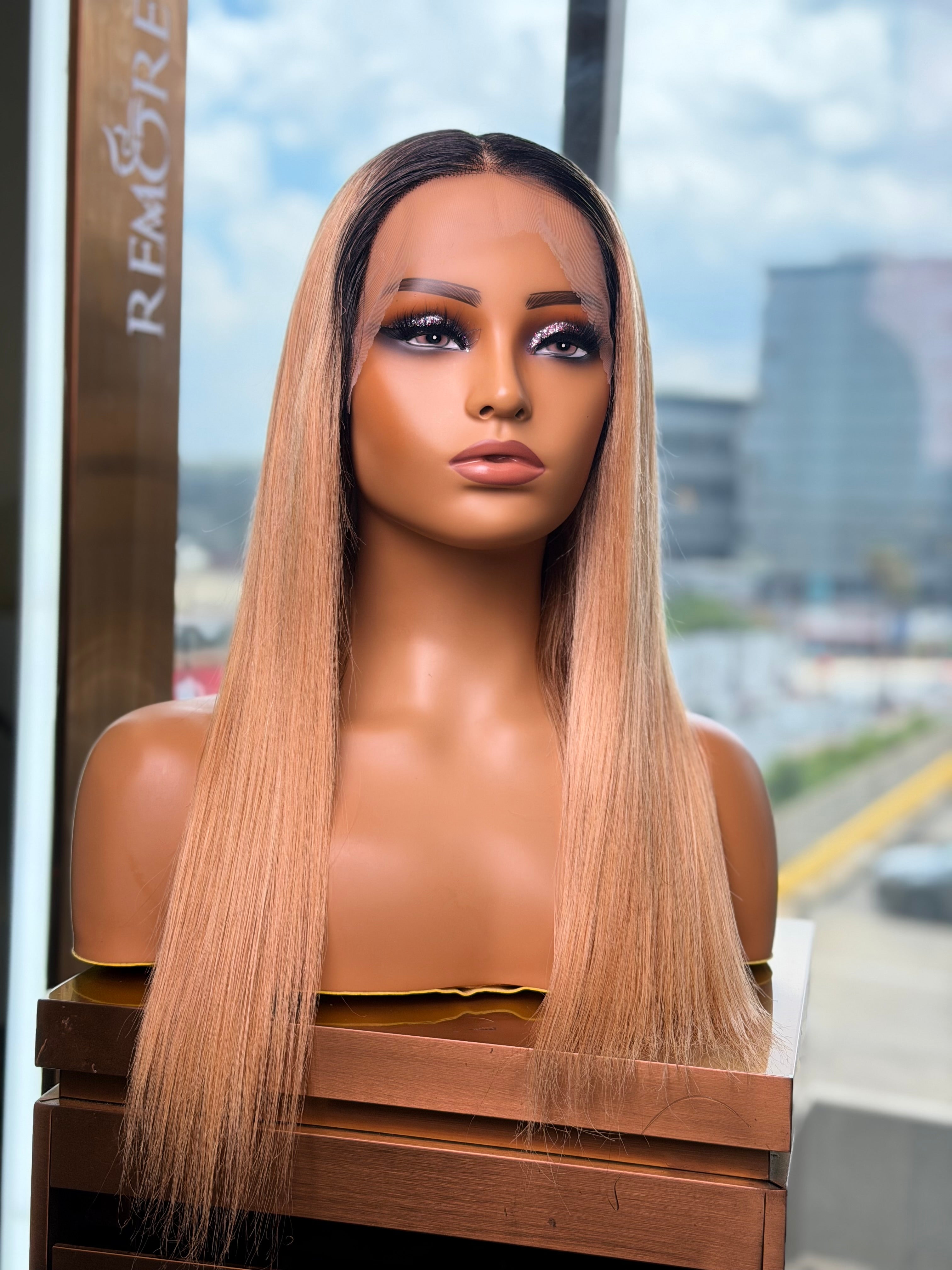 Ombre Blonde  Ear To Ear Closure 20 Inch Wig