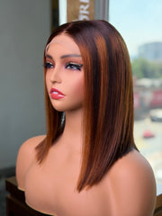 Wear And Go Highlight Brown Colour 10 Inch Bob Wig