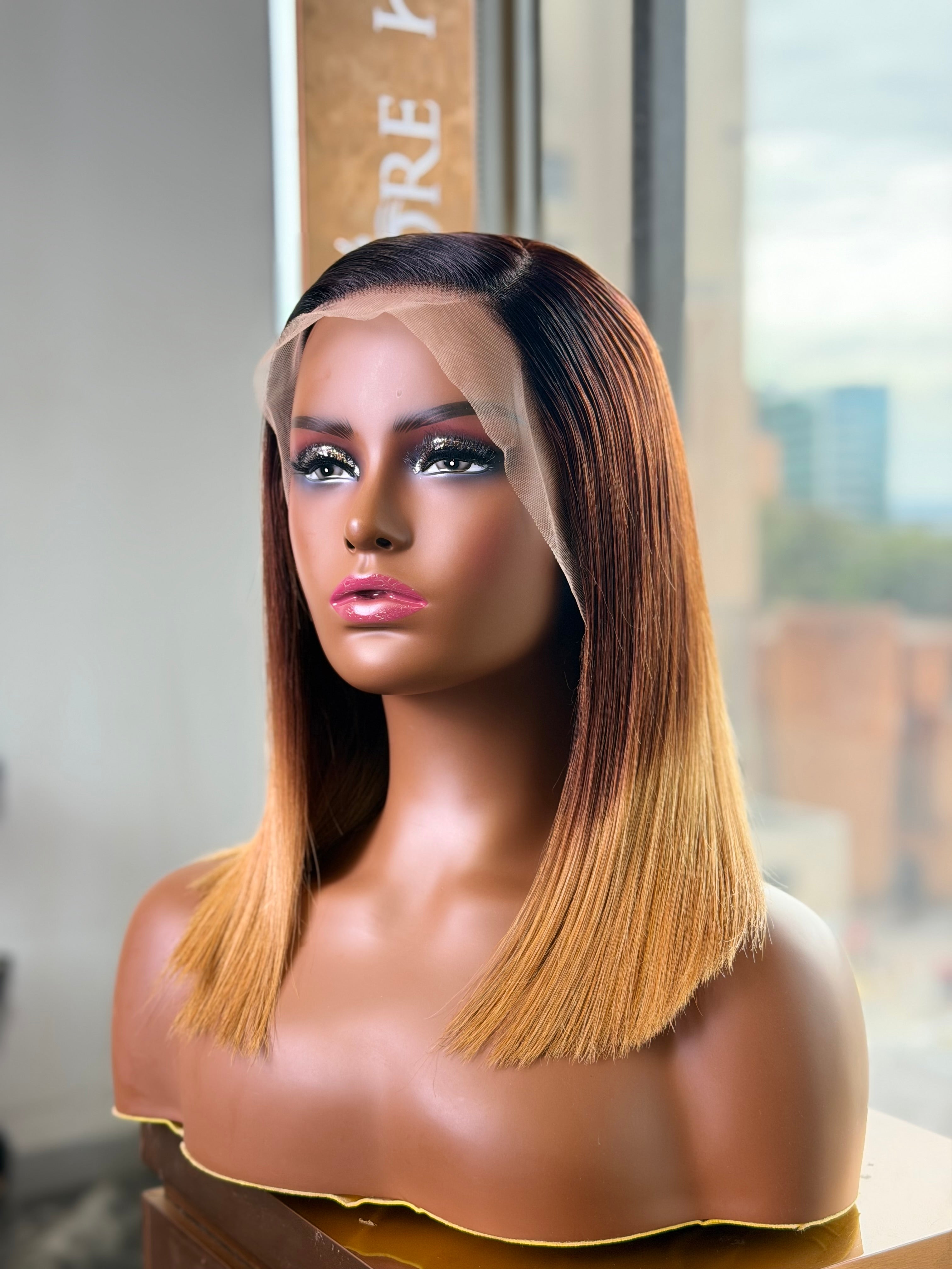 Hoeny Ombre Blonde Frontal 12 Inch Bob Wig