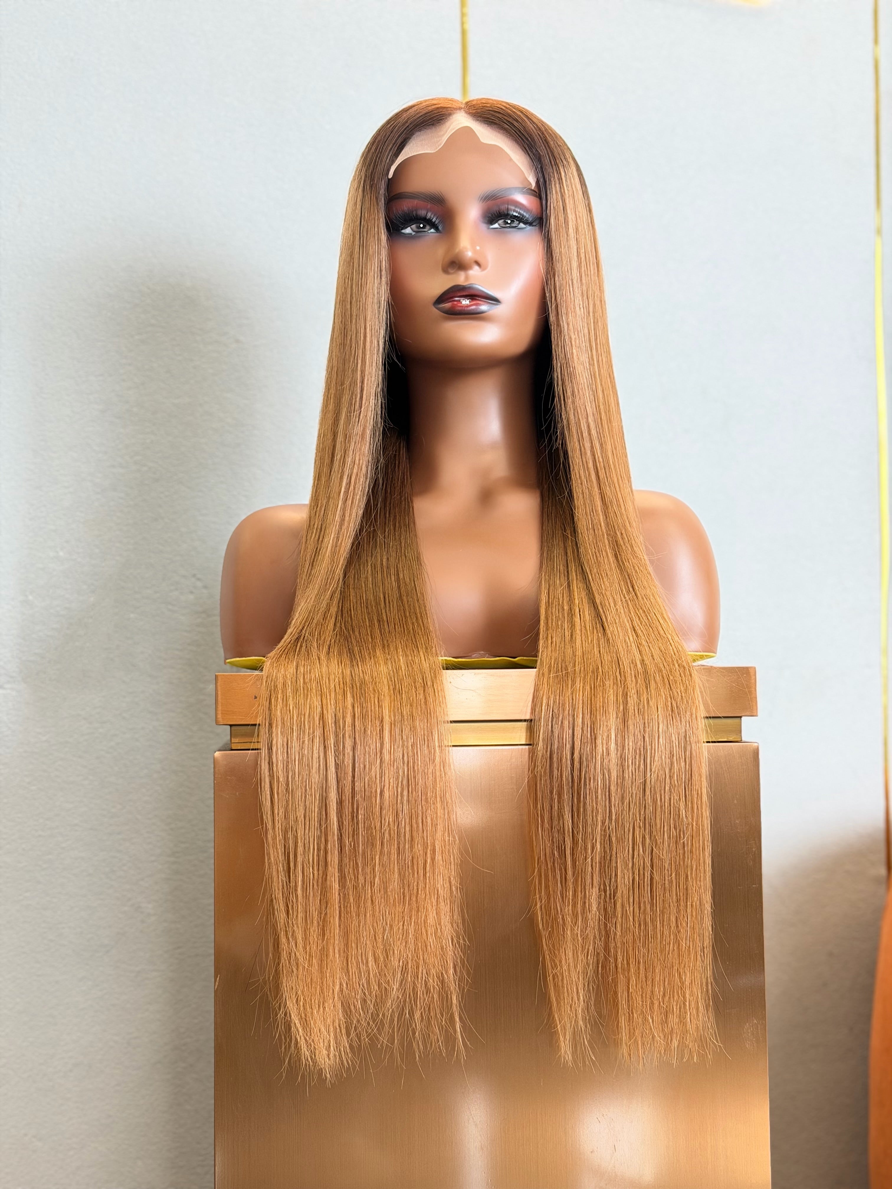 Wear And Go Ombre Brown Chestnut Colour 28 Inch Wig