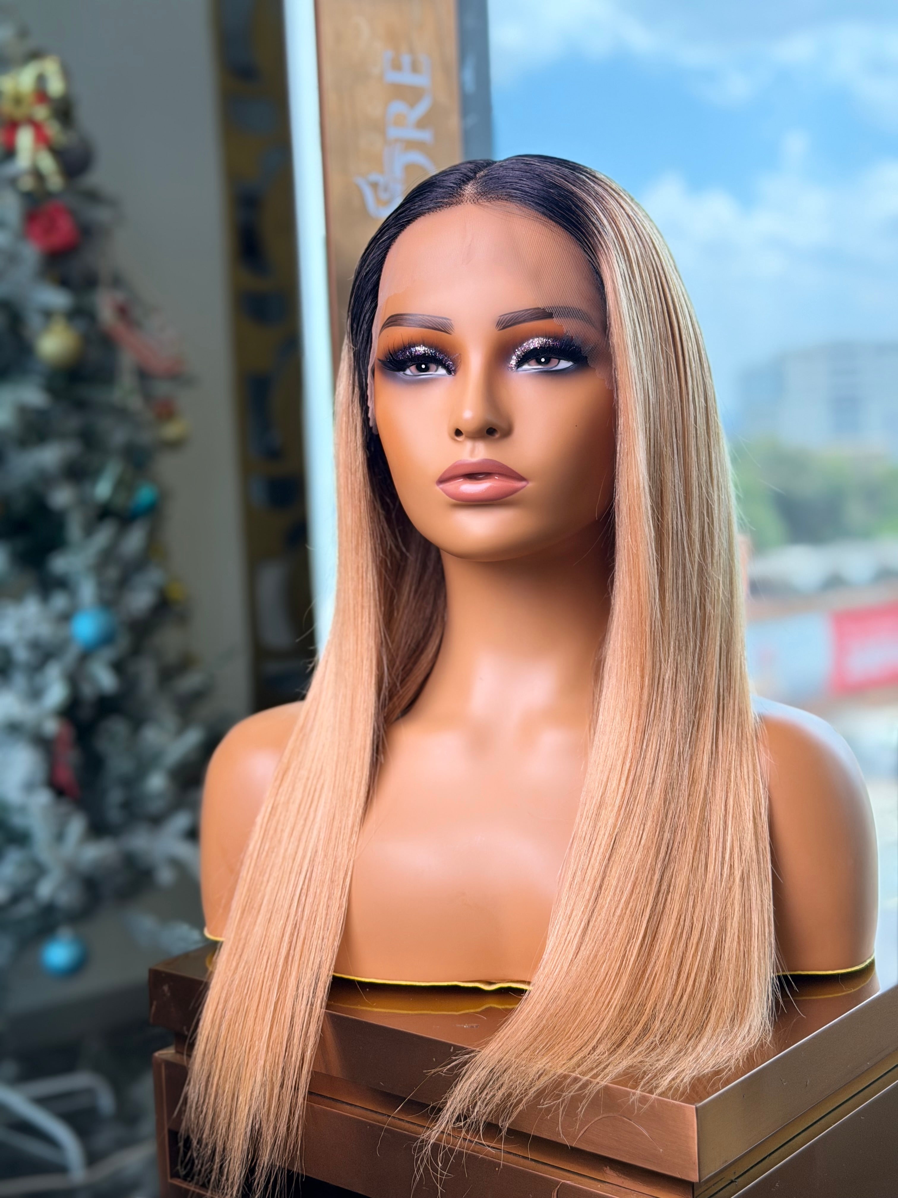Ombre Blonde  Ear To Ear Closure 20 Inch Wig