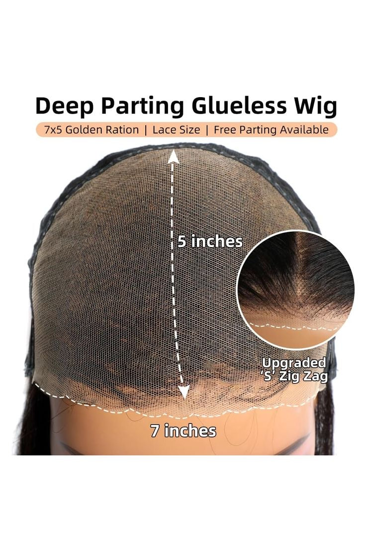 HD 7 X 5 Lace Pre-bleached Glueless 24 Inch Straight Wig