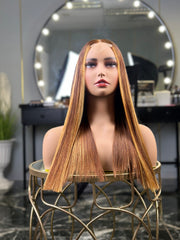 Glueless Vietnam Highlight Colour 18 Inch Straight Wig