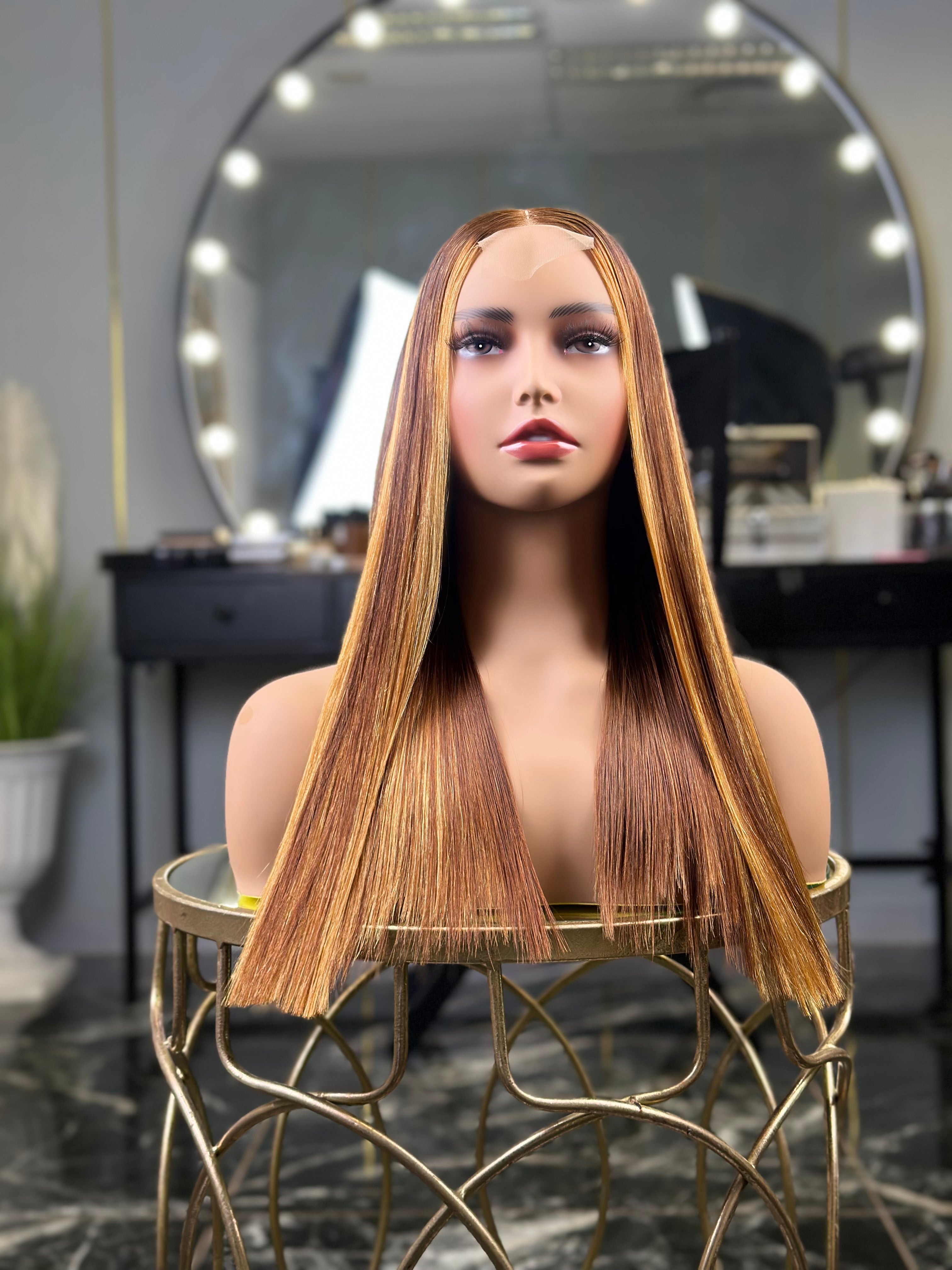 Glueless Vietnam Highlight Colour 18 Inch Straight Wig