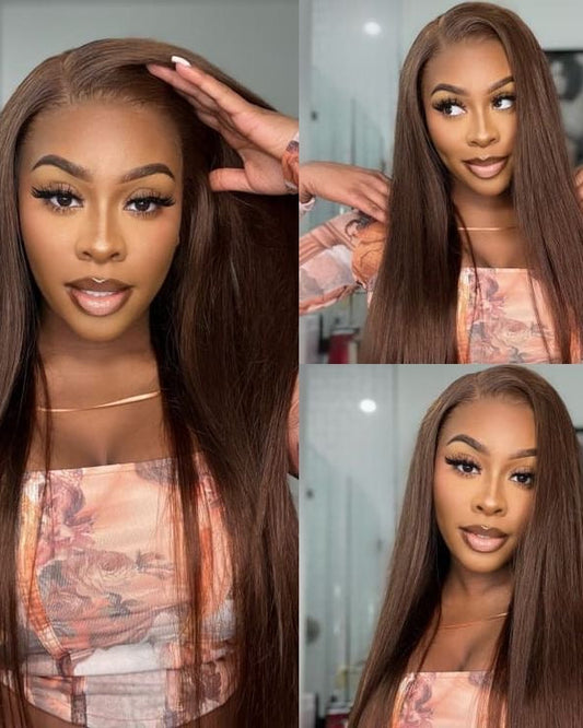 Glueless Dark Brown Peruvian Straight Wig Remorehair