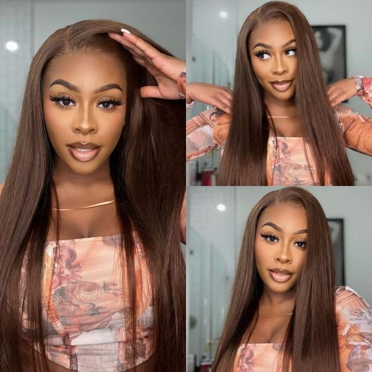 Glueless Dark Brown Peruvian Straight Wig Remorehair