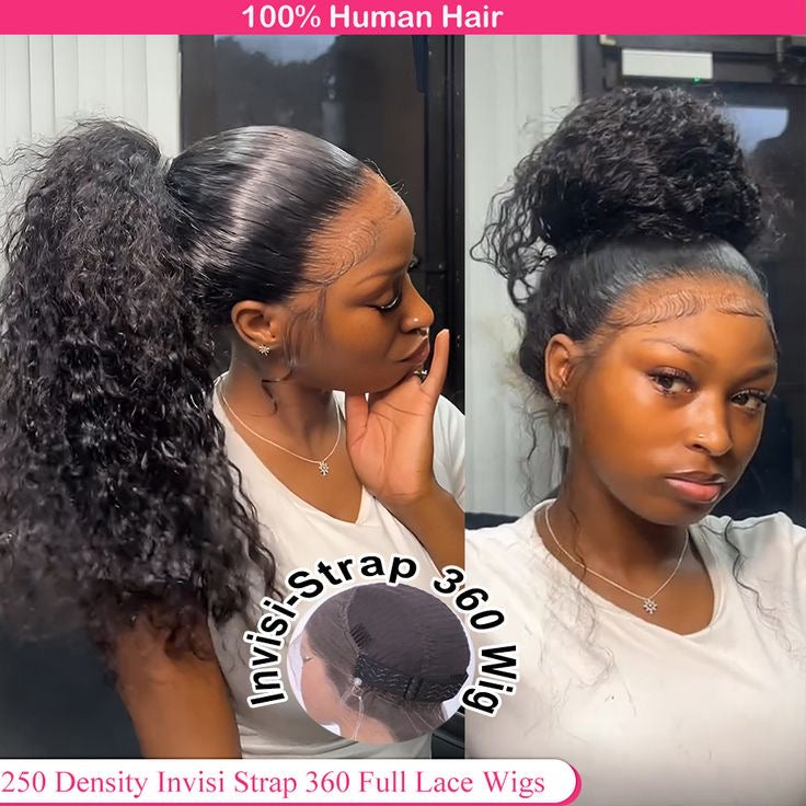 Water Curly 360 Glue-less HD Lace Front With Invisi Strap Wigs