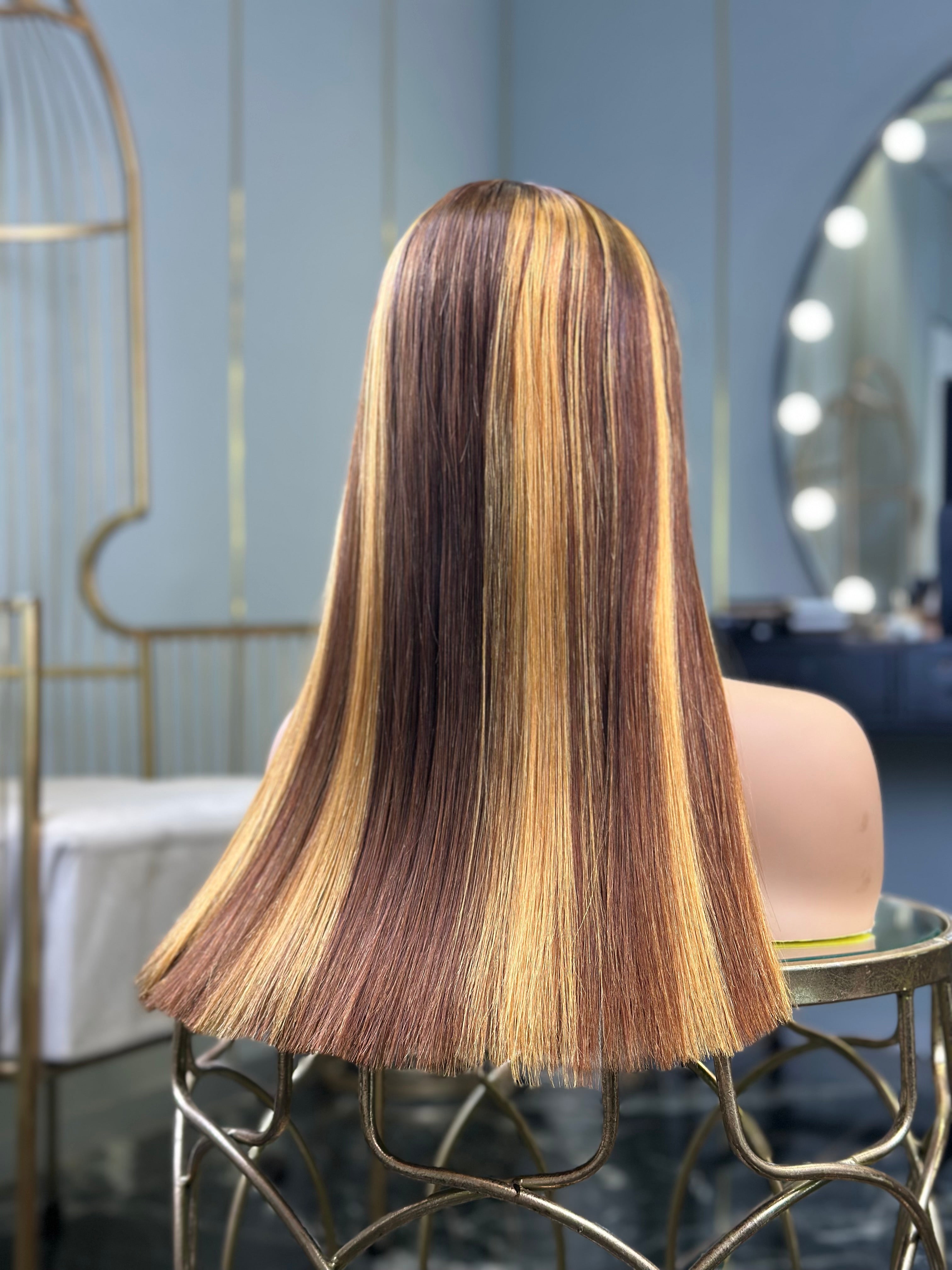 Glueless Vietnam Highlight Colour 18 Inch Straight Wig