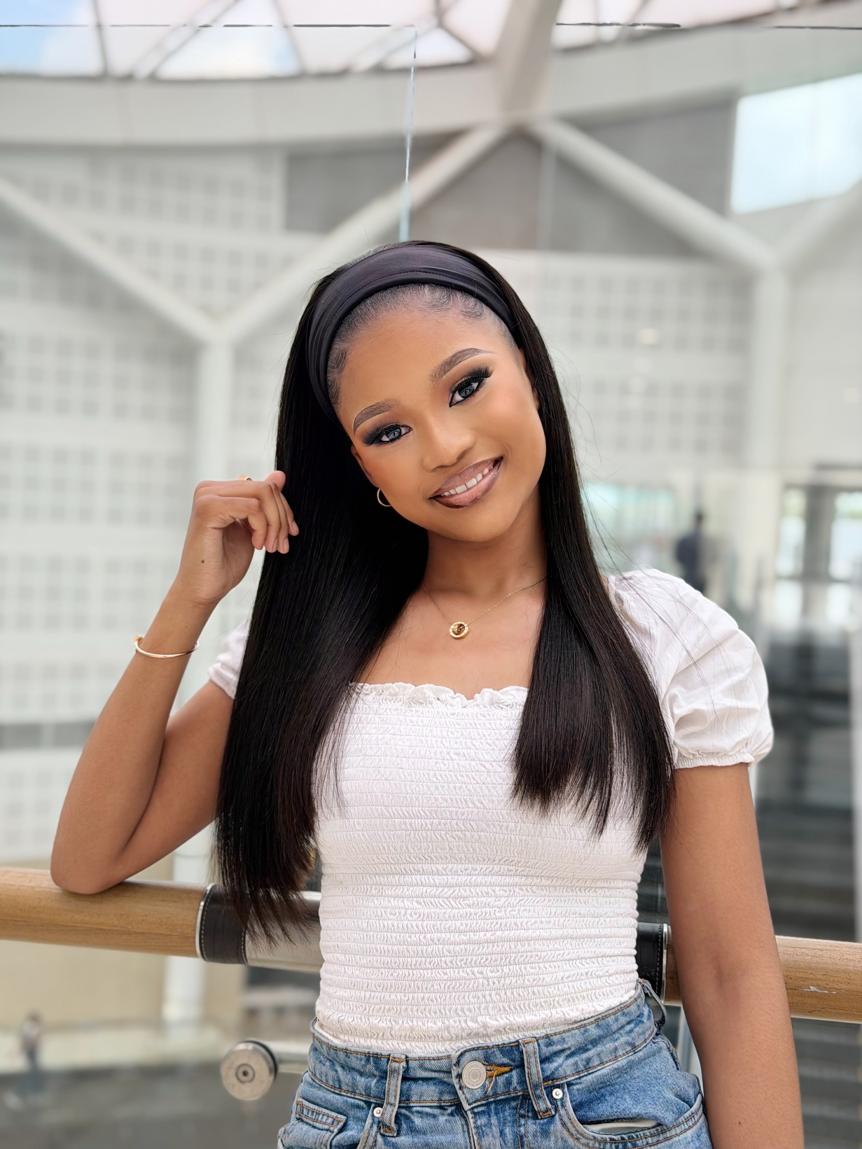 Raw Silk Headband Straight 20 Inch Wig