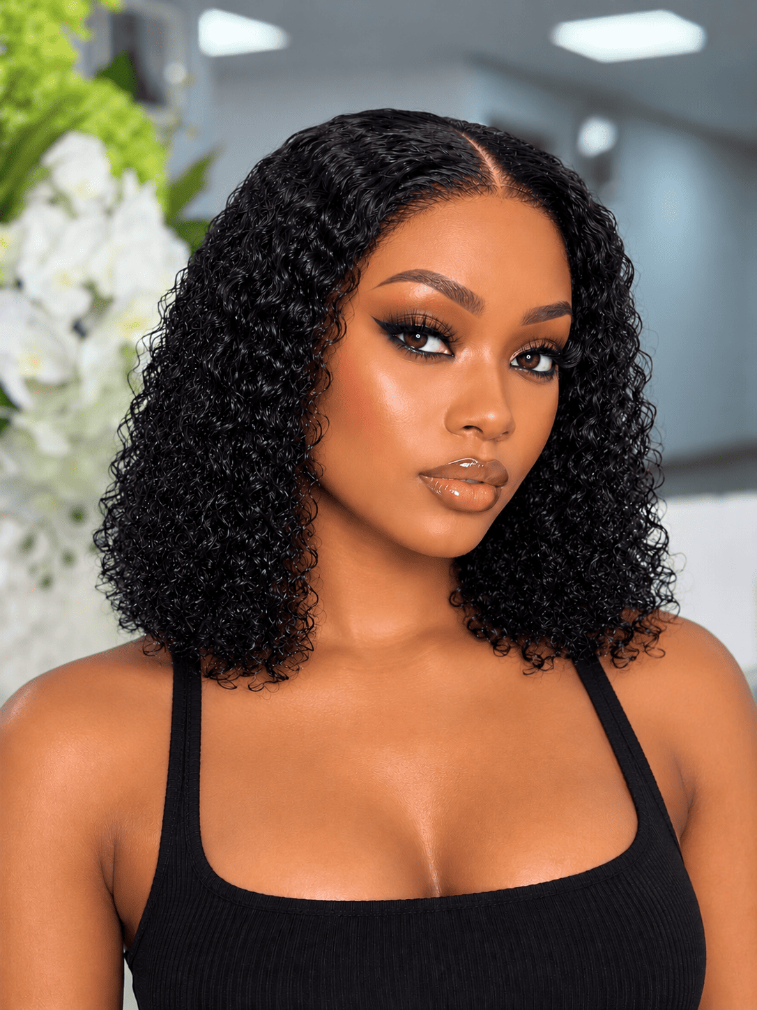 Glueless Deep Curly 14Inch Human Hair Wig