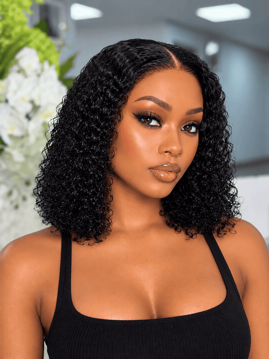 Glueless Deep Curly 14Inch Human Hair Wig