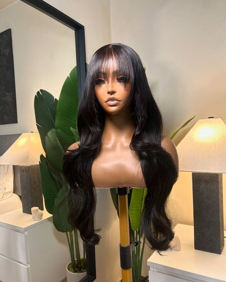 Glueless Straight Wig With Bang 24 Inch Wig