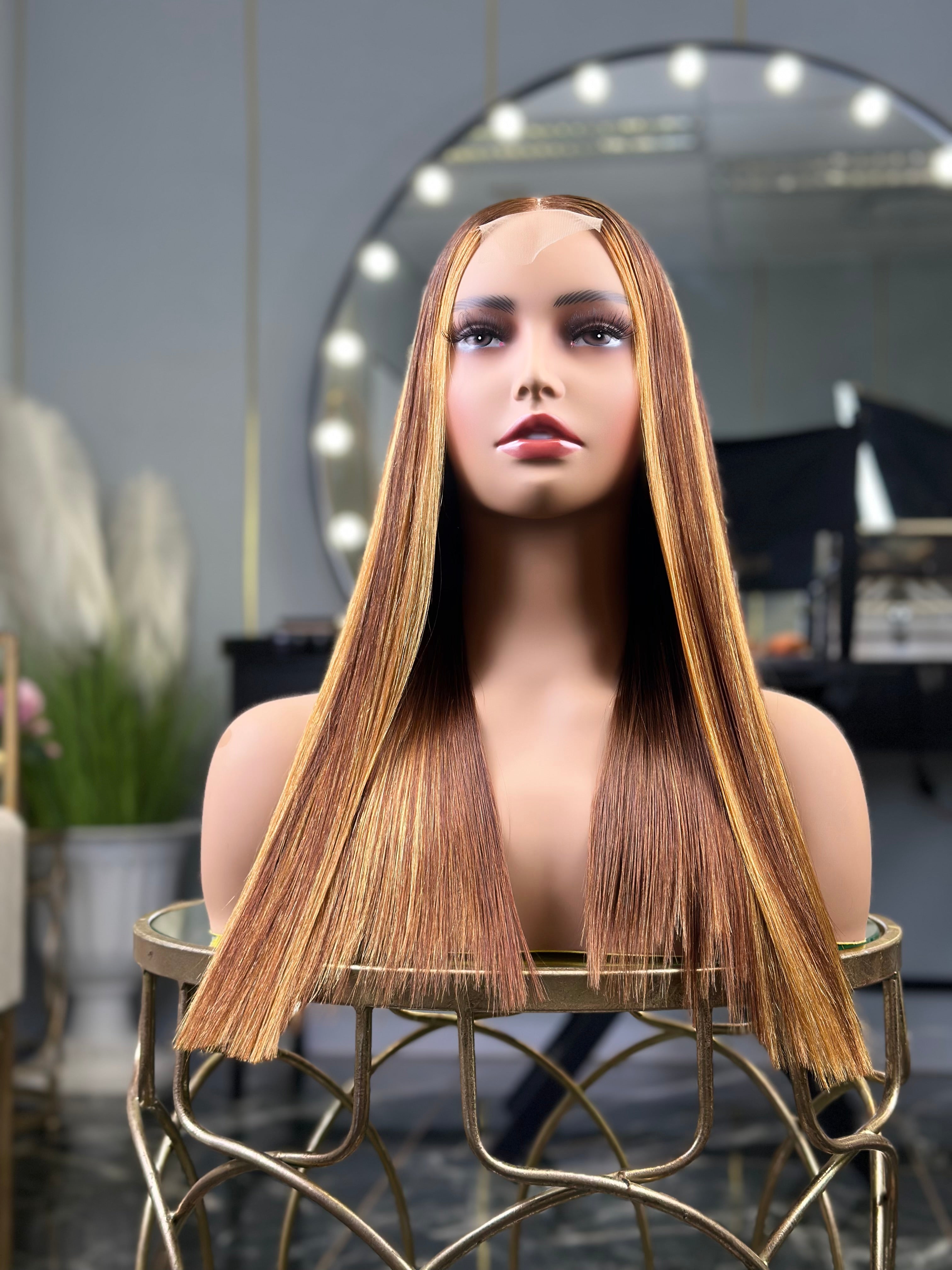 Glueless Vietnam Highlight Colour 18 Inch Straight Wig
