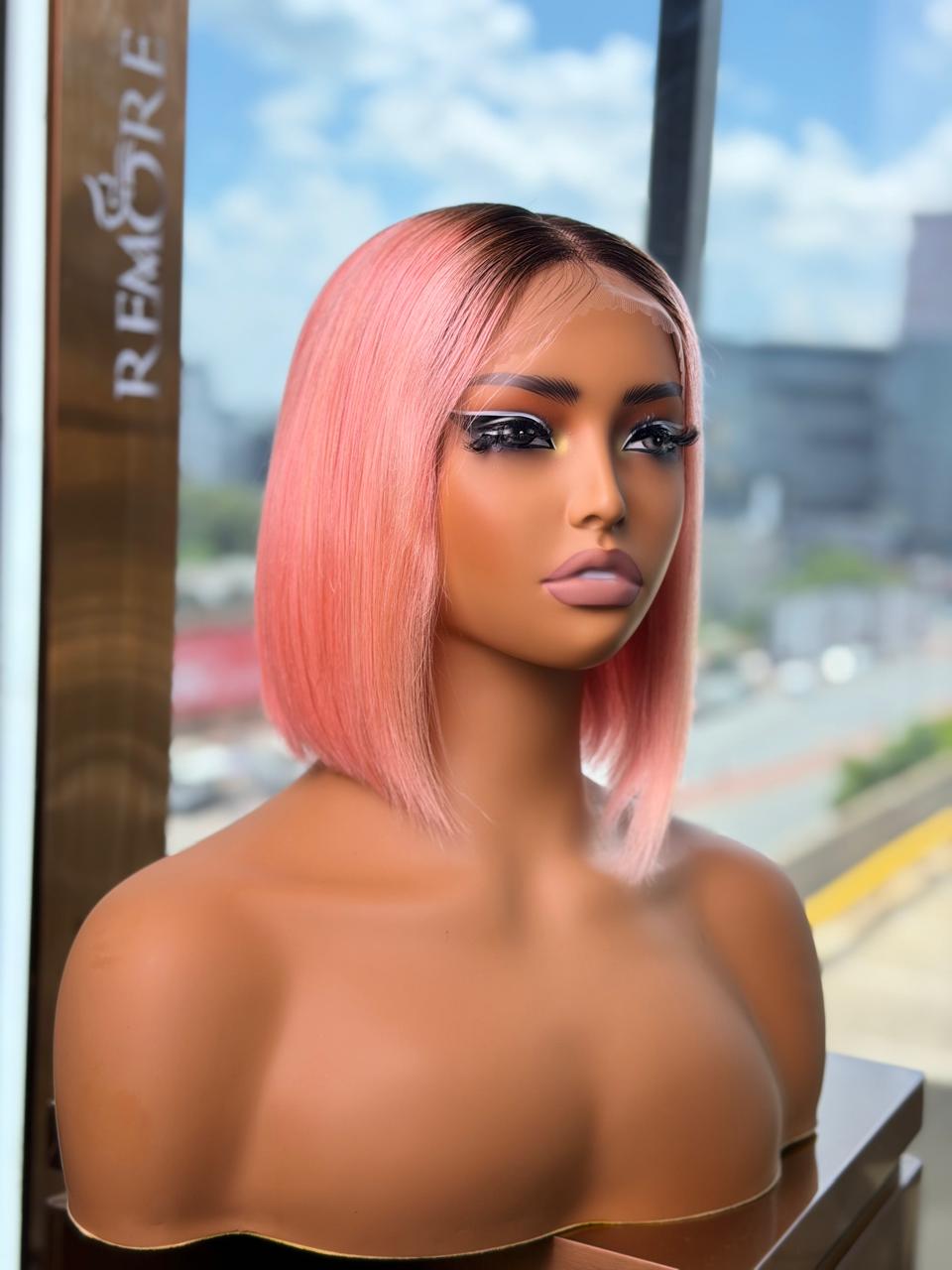 Rose Pink Short Bob Wig