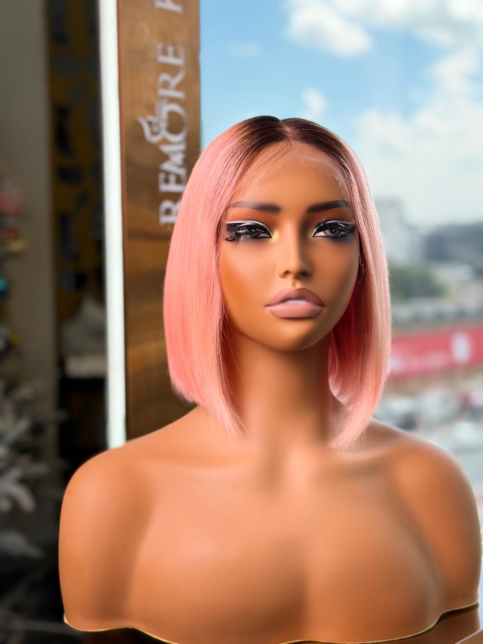 Rose Pink Short Bob Wig