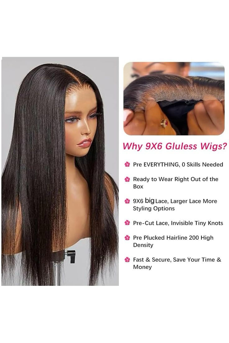 Silky Straight Glueless Pre-bleached 9 X 6 Closure 22 Inch Wig