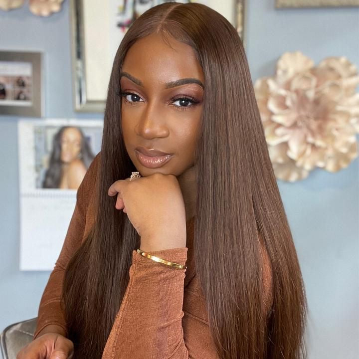 Glueless Dark Brown Peruvian Straight Wig Remorehair