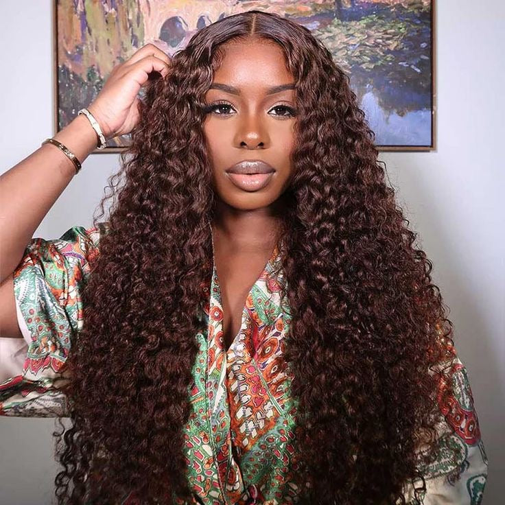 Chocolate Full Frontal Brown Curly Wig Remorehair
