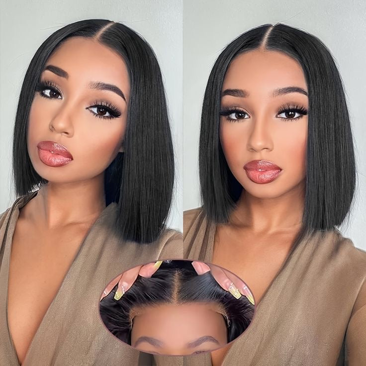 Wear And Go Pre-Bleached Double Drawn Bob With 7 X 5 Closure Remorehair
