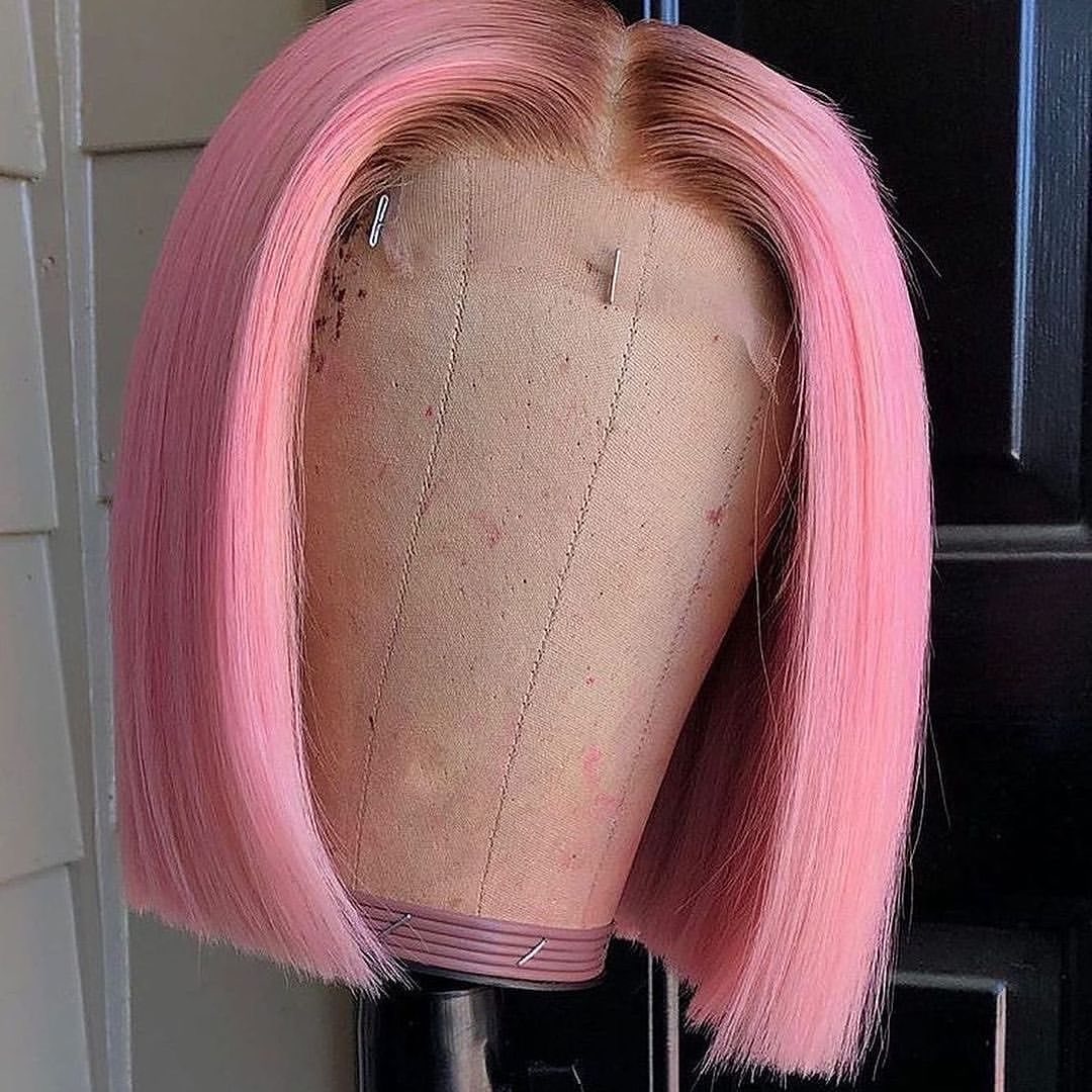 Rose Pink Short 12 inch Bob Wig Remorehair